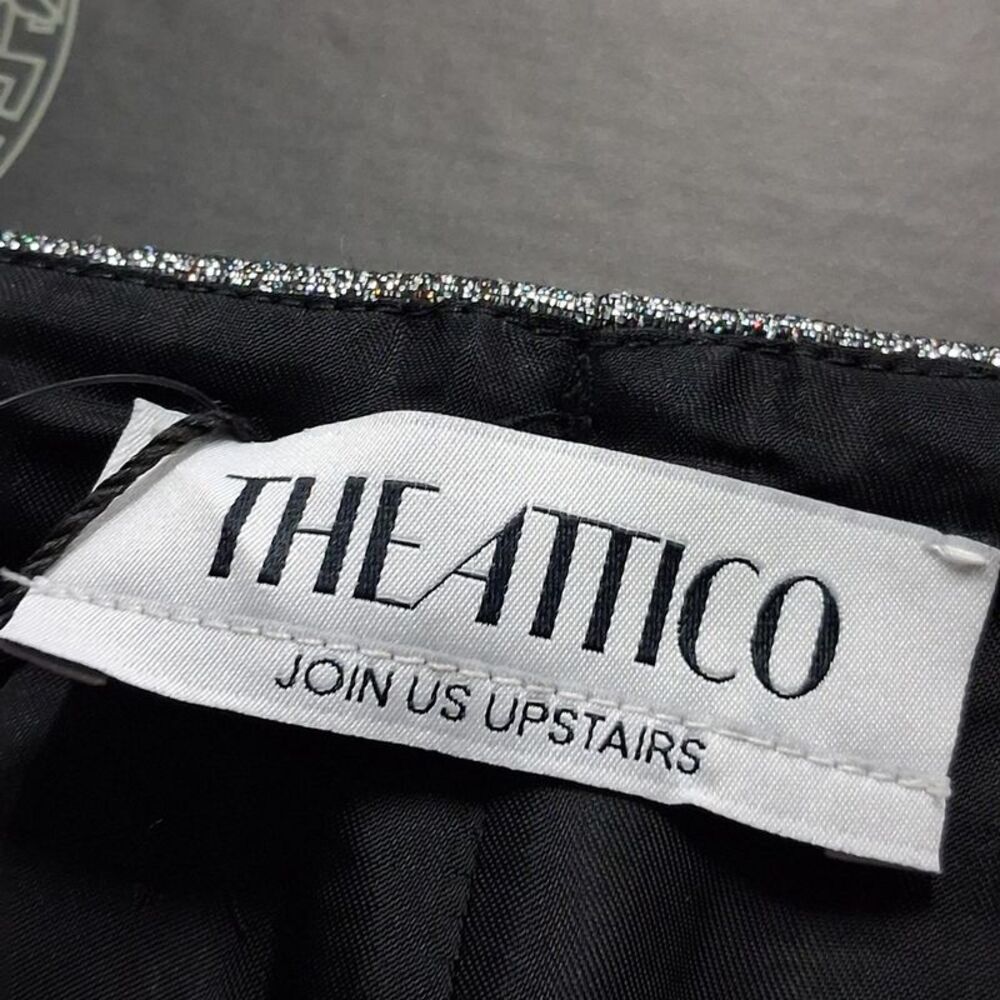 The Attico Wave Tech Shiny Mini Skirt In Grey Lurex - Picture 3 of 3